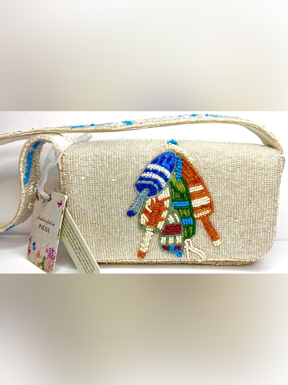 Ivory Beaded Shoulder Bag with 5 random free gifts